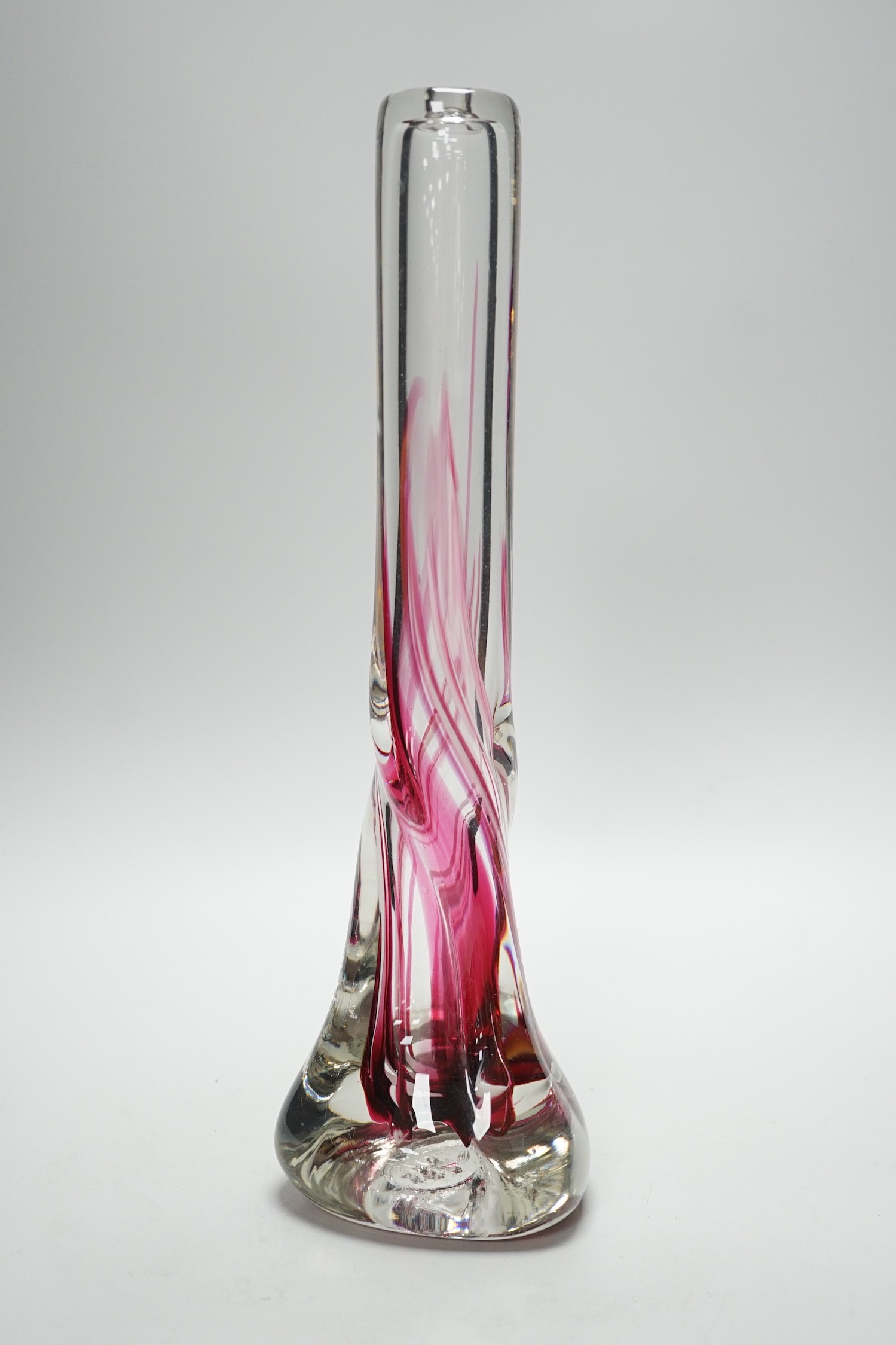 A Strathearn coloured glass lamp stem. 40cm tall